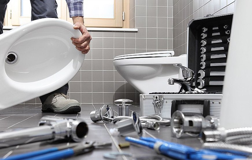 Bathroom plumbing repair and installation work